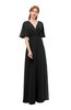 ColsBM Dusty Black Bridesmaid Dresses Pleated Glamorous Zip up Short Sleeve Floor Length A-line