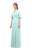 ColsBM Dusty Blue Glass Bridesmaid Dresses Pleated Glamorous Zip up Short Sleeve Floor Length A-line