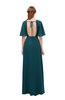 ColsBM Dusty Blue Green Bridesmaid Dresses Pleated Glamorous Zip up Short Sleeve Floor Length A-line