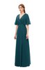 ColsBM Dusty Blue Green Bridesmaid Dresses Pleated Glamorous Zip up Short Sleeve Floor Length A-line