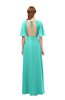 ColsBM Dusty Blue Turquoise Bridesmaid Dresses Pleated Glamorous Zip up Short Sleeve Floor Length A-line