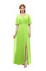 ColsBM Dusty Bright Green Bridesmaid Dresses Pleated Glamorous Zip up Short Sleeve Floor Length A-line