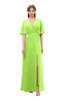 ColsBM Dusty Bright Green Bridesmaid Dresses Pleated Glamorous Zip up Short Sleeve Floor Length A-line