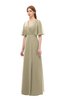 ColsBM Dusty Candied Ginger Bridesmaid Dresses Pleated Glamorous Zip up Short Sleeve Floor Length A-line