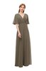 ColsBM Dusty Carafe Brown Bridesmaid Dresses Pleated Glamorous Zip up Short Sleeve Floor Length A-line