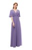 ColsBM Dusty Chalk Violet Bridesmaid Dresses Pleated Glamorous Zip up Short Sleeve Floor Length A-line