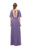 ColsBM Dusty Chalk Violet Bridesmaid Dresses Pleated Glamorous Zip up Short Sleeve Floor Length A-line