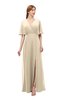 ColsBM Dusty Champagne Bridesmaid Dresses Pleated Glamorous Zip up Short Sleeve Floor Length A-line