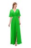 ColsBM Dusty Classic Green Bridesmaid Dresses Pleated Glamorous Zip up Short Sleeve Floor Length A-line
