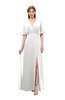 ColsBM Dusty Cloud White Bridesmaid Dresses Pleated Glamorous Zip up Short Sleeve Floor Length A-line