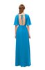 ColsBM Dusty Cornflower Blue Bridesmaid Dresses Pleated Glamorous Zip up Short Sleeve Floor Length A-line
