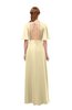 ColsBM Dusty Cornhusk Bridesmaid Dresses Pleated Glamorous Zip up Short Sleeve Floor Length A-line