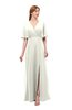 ColsBM Dusty Cream Bridesmaid Dresses Pleated Glamorous Zip up Short Sleeve Floor Length A-line