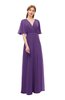 ColsBM Dusty Dark Purple Bridesmaid Dresses Pleated Glamorous Zip up Short Sleeve Floor Length A-line