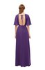 ColsBM Dusty Dark Purple Bridesmaid Dresses Pleated Glamorous Zip up Short Sleeve Floor Length A-line