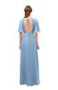 ColsBM Dusty Dusty Blue Bridesmaid Dresses Pleated Glamorous Zip up Short Sleeve Floor Length A-line