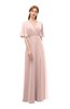 ColsBM Dusty Dusty Rose Bridesmaid Dresses Pleated Glamorous Zip up Short Sleeve Floor Length A-line