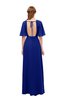 ColsBM Dusty Electric Blue Bridesmaid Dresses Pleated Glamorous Zip up Short Sleeve Floor Length A-line