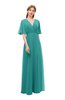 ColsBM Dusty Emerald Green Bridesmaid Dresses Pleated Glamorous Zip up Short Sleeve Floor Length A-line