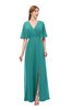 ColsBM Dusty Emerald Green Bridesmaid Dresses Pleated Glamorous Zip up Short Sleeve Floor Length A-line