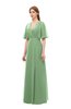 ColsBM Dusty Fair Green Bridesmaid Dresses Pleated Glamorous Zip up Short Sleeve Floor Length A-line
