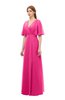 ColsBM Dusty Fandango Pink Bridesmaid Dresses Pleated Glamorous Zip up Short Sleeve Floor Length A-line