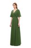 ColsBM Dusty Garden Green Bridesmaid Dresses Pleated Glamorous Zip up Short Sleeve Floor Length A-line