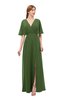 ColsBM Dusty Garden Green Bridesmaid Dresses Pleated Glamorous Zip up Short Sleeve Floor Length A-line