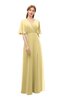 ColsBM Dusty Gold Bridesmaid Dresses Pleated Glamorous Zip up Short Sleeve Floor Length A-line