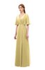 ColsBM Dusty Gold Bridesmaid Dresses Pleated Glamorous Zip up Short Sleeve Floor Length A-line
