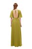 ColsBM Dusty Golden Olive Bridesmaid Dresses Pleated Glamorous Zip up Short Sleeve Floor Length A-line