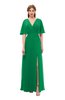 ColsBM Dusty Green Bridesmaid Dresses Pleated Glamorous Zip up Short Sleeve Floor Length A-line