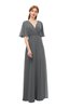 ColsBM Dusty Grey Bridesmaid Dresses Pleated Glamorous Zip up Short Sleeve Floor Length A-line