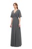 ColsBM Dusty Grey Bridesmaid Dresses Pleated Glamorous Zip up Short Sleeve Floor Length A-line