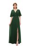 ColsBM Dusty Hunter Green Bridesmaid Dresses Pleated Glamorous Zip up Short Sleeve Floor Length A-line