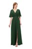ColsBM Dusty Hunter Green Bridesmaid Dresses Pleated Glamorous Zip up Short Sleeve Floor Length A-line