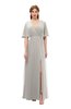 ColsBM Dusty Hushed Violet Bridesmaid Dresses Pleated Glamorous Zip up Short Sleeve Floor Length A-line