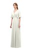 ColsBM Dusty Ivory Bridesmaid Dresses Pleated Glamorous Zip up Short Sleeve Floor Length A-line