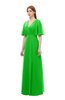 ColsBM Dusty Jasmine Green Bridesmaid Dresses Pleated Glamorous Zip up Short Sleeve Floor Length A-line