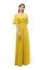 ColsBM Dusty Lemon Curry Bridesmaid Dresses Pleated Glamorous Zip up Short Sleeve Floor Length A-line