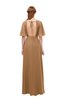 ColsBM Dusty Light Brown Bridesmaid Dresses Pleated Glamorous Zip up Short Sleeve Floor Length A-line