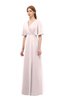 ColsBM Dusty Light Pink Bridesmaid Dresses Pleated Glamorous Zip up Short Sleeve Floor Length A-line