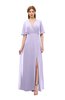 ColsBM Dusty Light Purple Bridesmaid Dresses Pleated Glamorous Zip up Short Sleeve Floor Length A-line