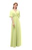 ColsBM Dusty Lime Green Bridesmaid Dresses Pleated Glamorous Zip up Short Sleeve Floor Length A-line