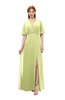 ColsBM Dusty Lime Sherbet Bridesmaid Dresses Pleated Glamorous Zip up Short Sleeve Floor Length A-line