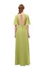 ColsBM Dusty Linden Green Bridesmaid Dresses Pleated Glamorous Zip up Short Sleeve Floor Length A-line