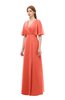 ColsBM Dusty Living Coral Bridesmaid Dresses Pleated Glamorous Zip up Short Sleeve Floor Length A-line