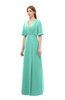 ColsBM Dusty Mint Green Bridesmaid Dresses Pleated Glamorous Zip up Short Sleeve Floor Length A-line