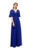 ColsBM Dusty Nautical Blue Bridesmaid Dresses Pleated Glamorous Zip up Short Sleeve Floor Length A-line