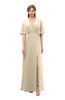 ColsBM Dusty Novelle Peach Bridesmaid Dresses Pleated Glamorous Zip up Short Sleeve Floor Length A-line